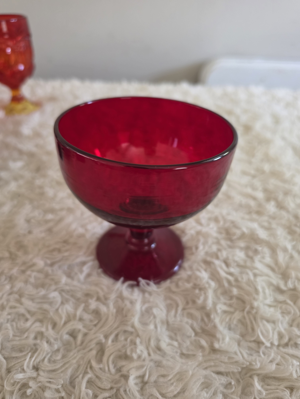 Ruby Red Glass Dessert Compote